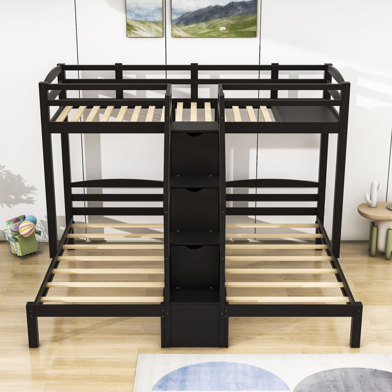 Harriet Bee Evenny Twin Over Twin Triple / Quad Bunk Bed with Shelves